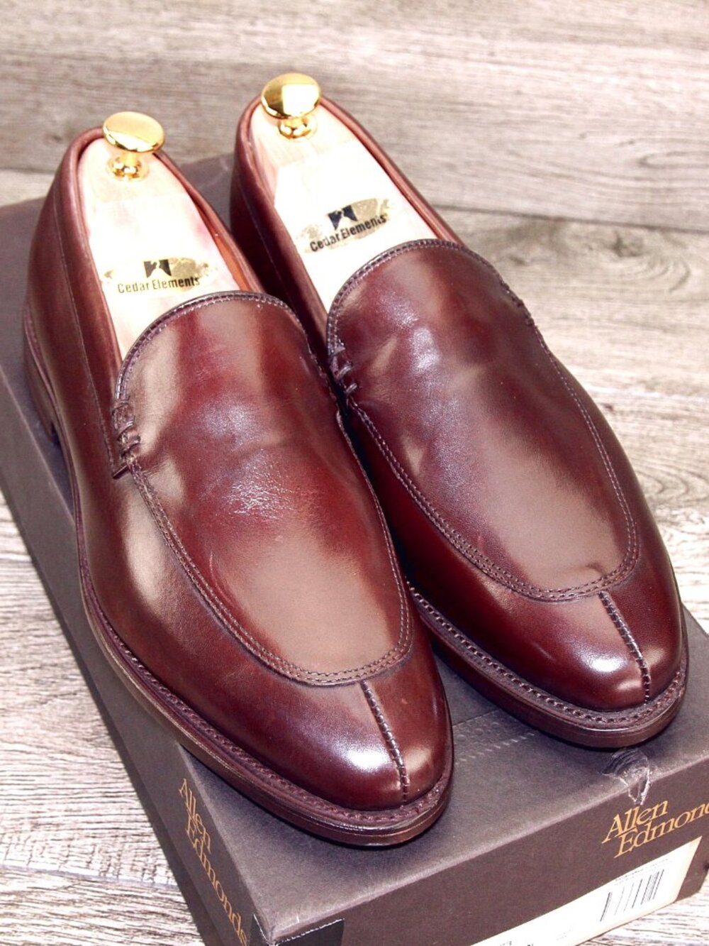 * NIB * $395 Allen Edmonds STEEN Dress Loafer 7 D Dark Chili * add $15 new Trees